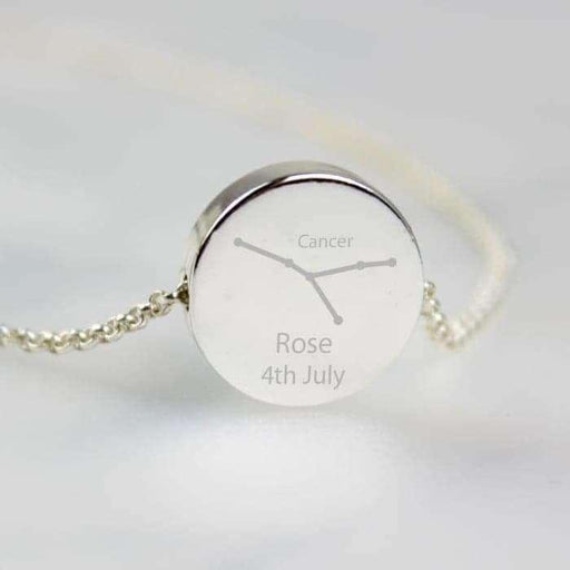 Personalised Cancer Zodiac Star Sign Silver Tone Necklace (21st June - 22nd July) - Myhappymoments.co.uk