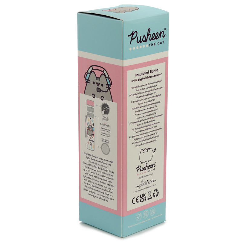 Pusheen Cat Gaming Reusable Thermal Insulated Bottle Digital Thermometer