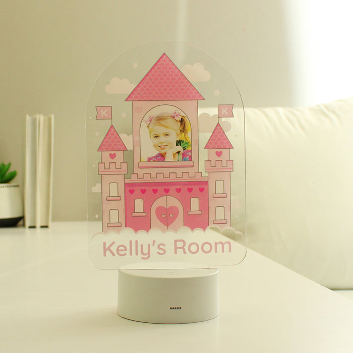 Personalised Pink Castle Photo Upload LED Night Light