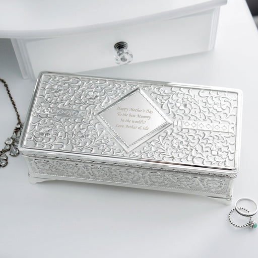 Personalised Antique Silver Plated Jewellery Box - Myhappymoments.co.uk