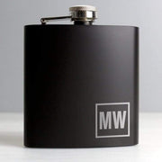 Personalised Initials Monogrammed Black Hip Flask - Myhappymoments.co.uk