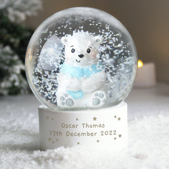 Personalised Polar Bear Christmas Snow Globe - Any Message