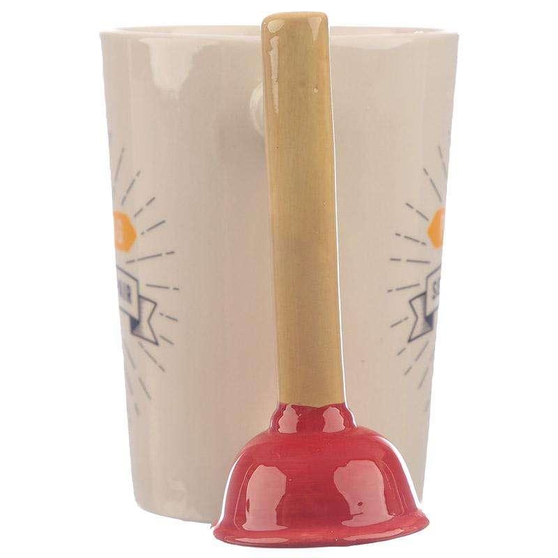 Toilet Plunger Shaped Handle Ceramic Mug - Myhappymoments.co.uk