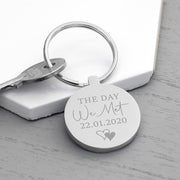 Personalised Day We Met Keyring - Silver