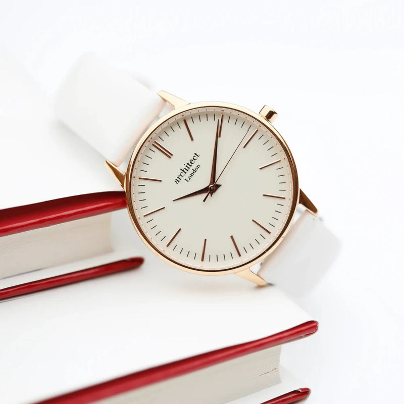 Personalised Ladies Architect Blanc Watch With White Strap