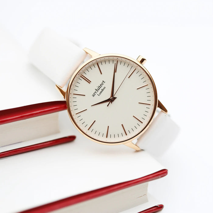 Personalised Ladies Architect Blanc Watch With White Strap