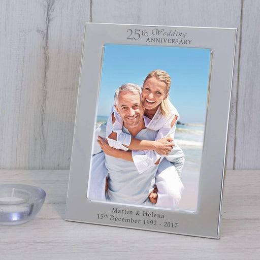 Personalised 25th Silver Wedding Anniversary Photo Frame - Myhappymoments.co.uk