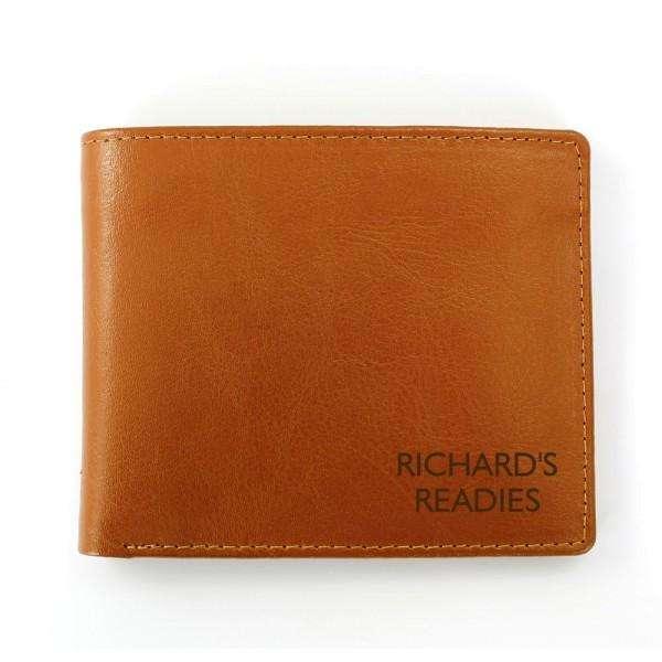 Personalised Any Message Tan Leather Wallet - Myhappymoments.co.uk
