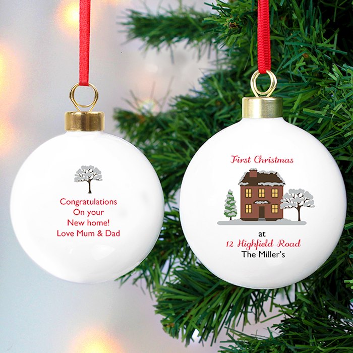 Personalised Cosy House Christmas Bauble - Myhappymoments.co.uk
