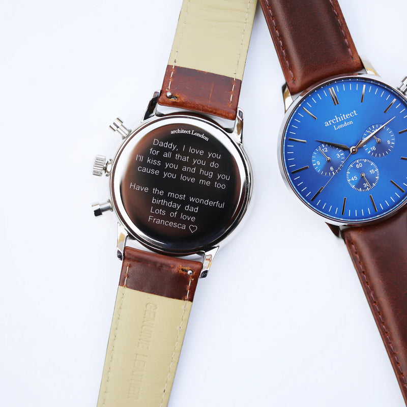 Personalised Men's Architect Motivator Watch With Walnut Strap