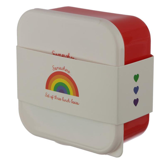 Rainbow Set of 3 Reusable BPA Free Plastic Lunch Boxes 