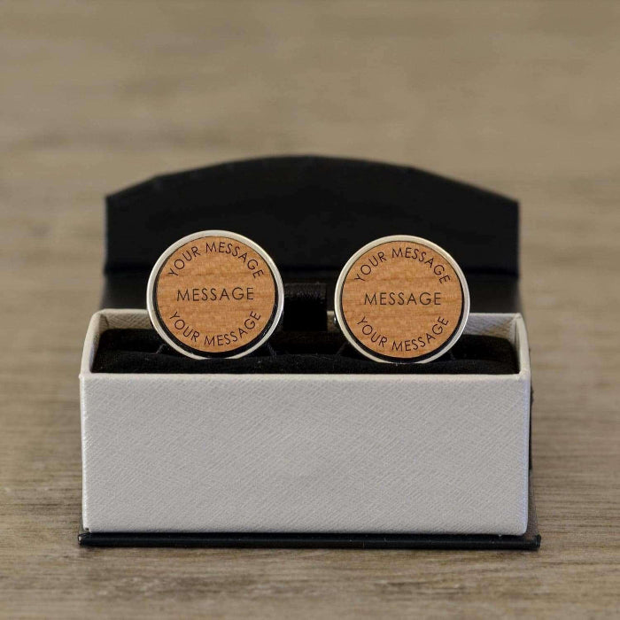 Personalised Custom Wooden Cufflinks - Any Message