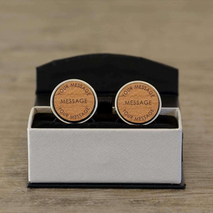 Personalised Any Message Wooden Cufflinks - Myhappymoments.co.uk