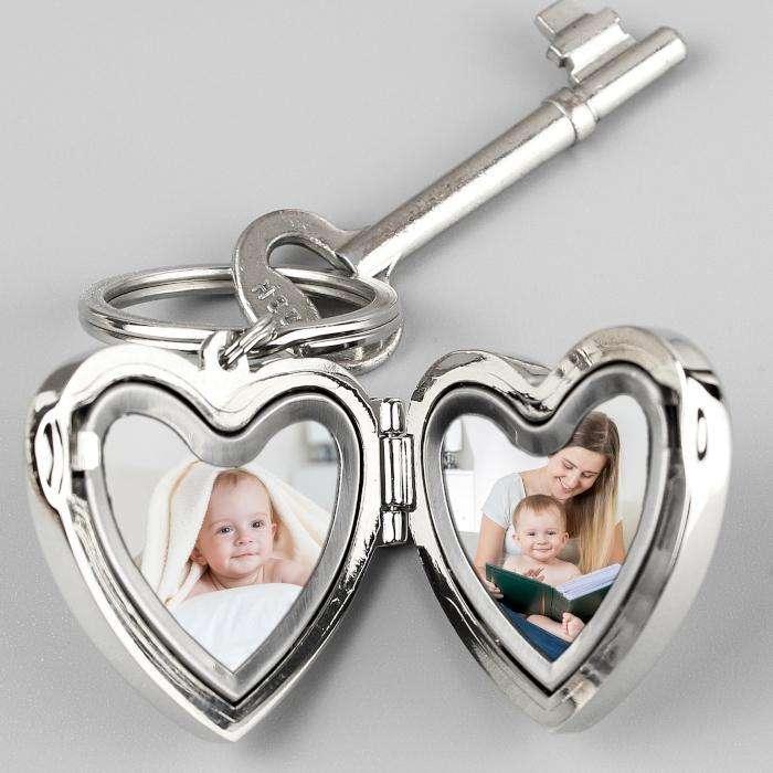 Personalised Heart Photo Locket Keyring - Myhappymoments.co.uk