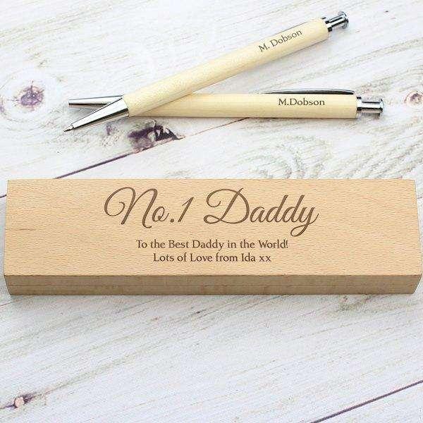 Personalised Any Message Wooden Pen & Pencil Box Set - Myhappymoments.co.uk