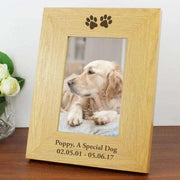 Personalised Paw Prints Photo Frame Wooden 4x6 - Myhappymoments.co.uk
