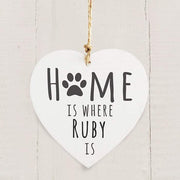 Personalised Home is Where Pet Wooden Heart Decoration - Myhappymoments.co.uk
