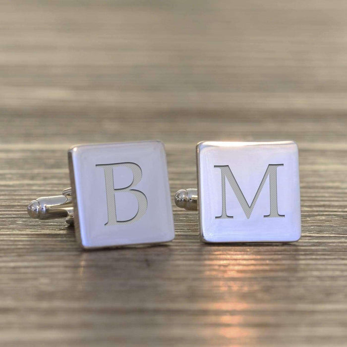 Personalised Single Initial Square Cufflinks - Myhappymoments.co.uk