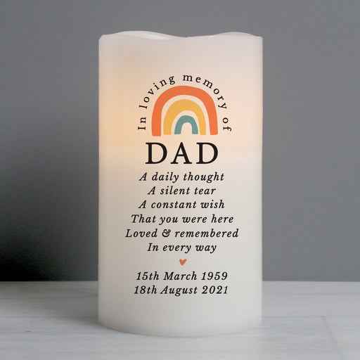 Personalised In Loving Memory Rainbow LED candle