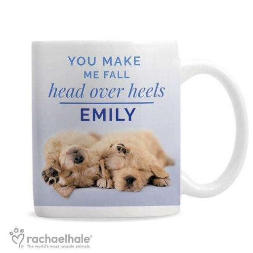 Personalised Rachael Hale Head Over Heels Puppy Mug - Myhappymoments.co.uk
