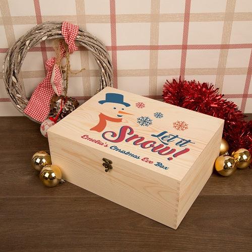 Personalised Childs Let It Snow Snowman Design Christmas Eve Box