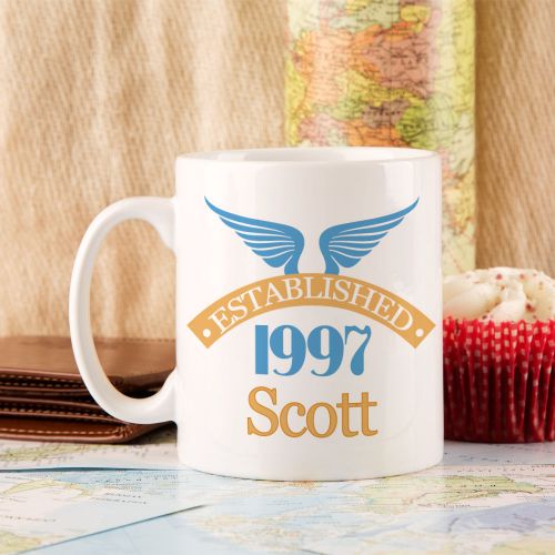 Personalised 18th Birthday Established Since Mug For Him - Myhappymoments.co.uk