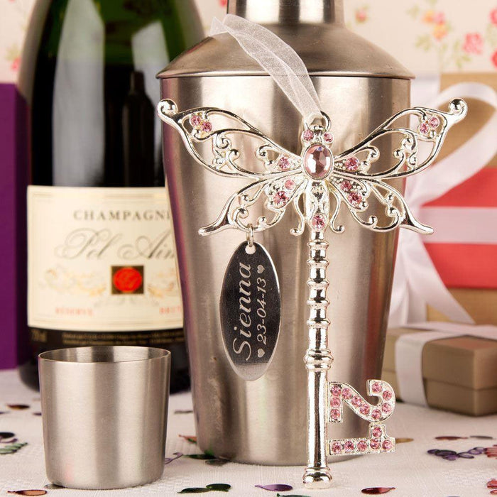 Personalised 21st Birthday Butterfly Key - Pink