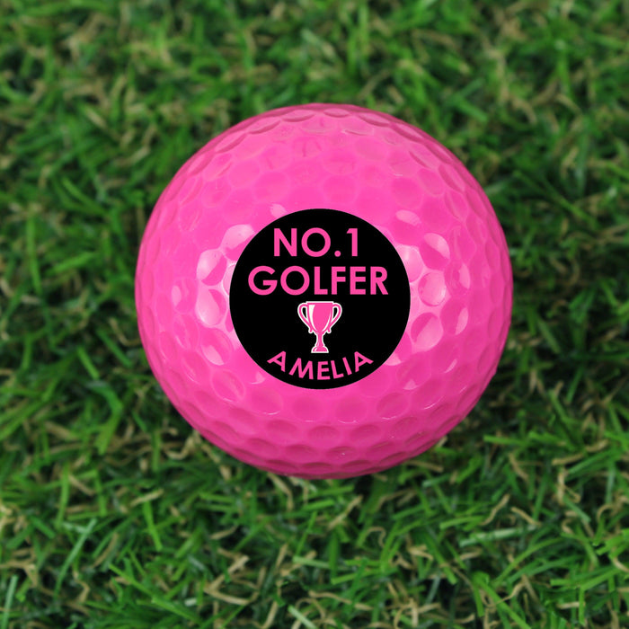 Personalised No.1 Golfer Pink Golf Ball