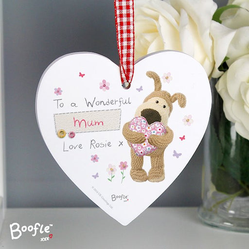 Personalised Boofle Flowers Wooden Heart Decoration - Myhappymoments.co.uk