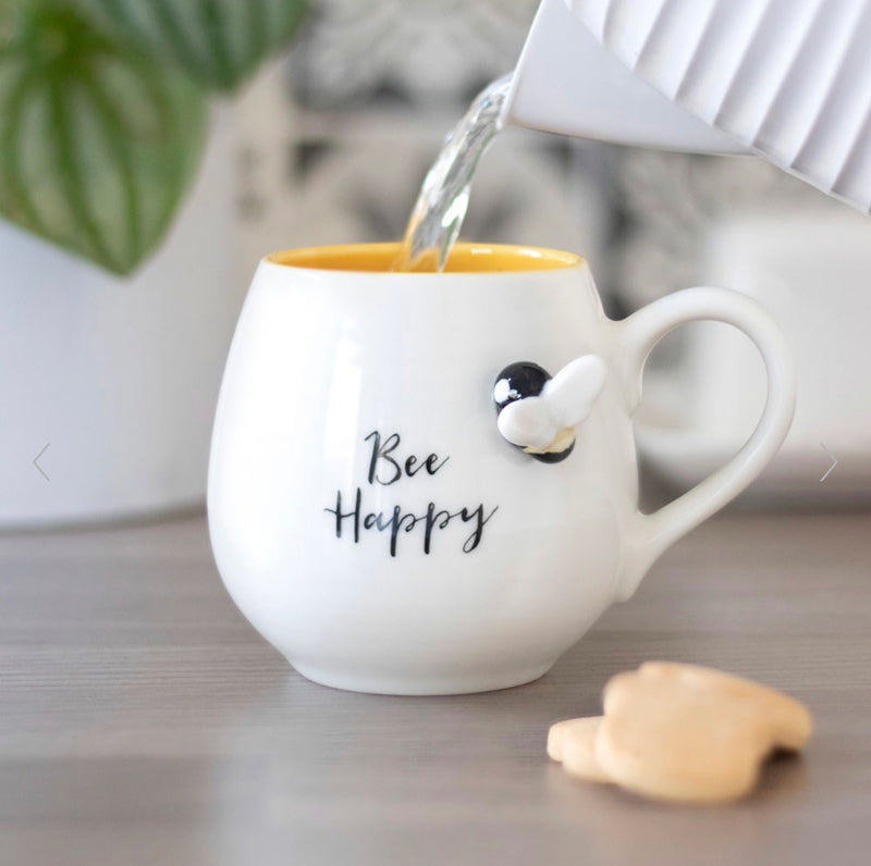 3D Bee Happy Rounded Mug - Bee Lover Gift