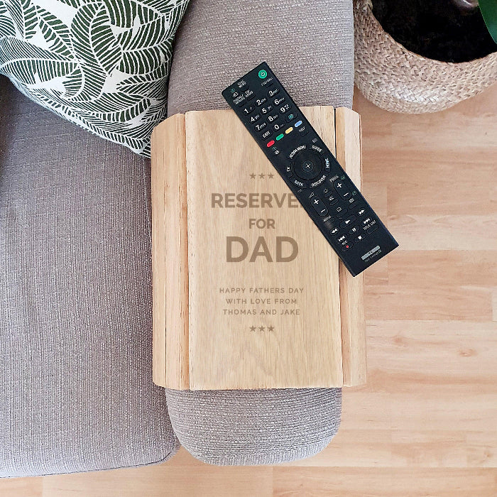 Personalised Reserved For Wooden Sofa Tray - Father’s Day Gift