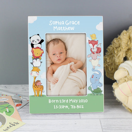 Personalised Baby Animals Photo Frame 6x4 Wooden - Myhappymoments.co.uk