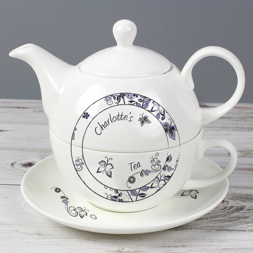 Personalised Flower Pattern Tea For One