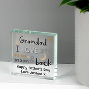 Personalised I Love You To The Moon and Back Glass Block