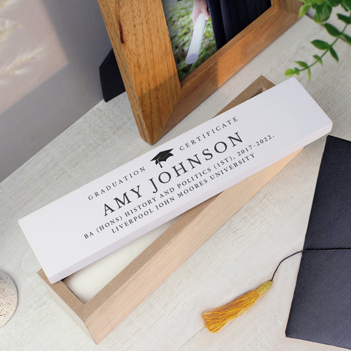 Personalised Graduation Wooden Certificate Holder Gift
