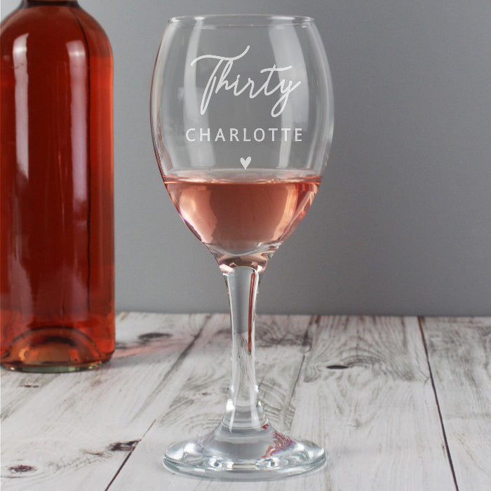 Engraved 30th Birthday Wine Glass
