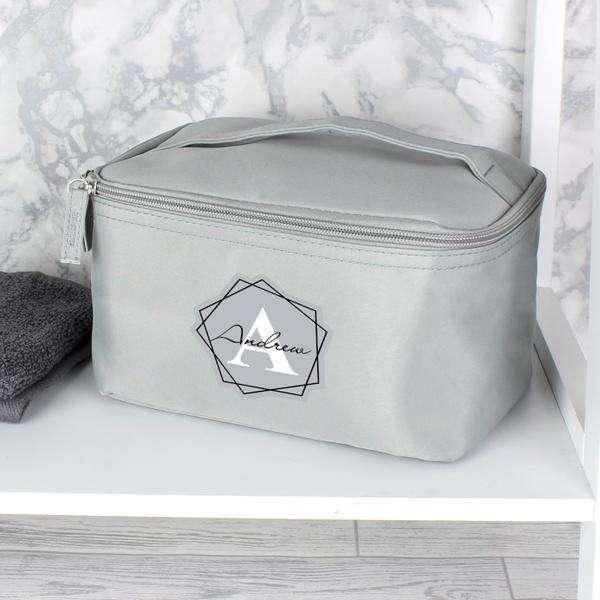 Personalised Initial Grey Make Up Wash Bag - Myhappymoments.co.uk