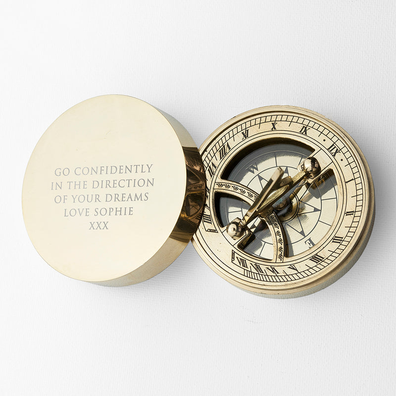 Personalised Adventurer's Brass Sundial and Compass