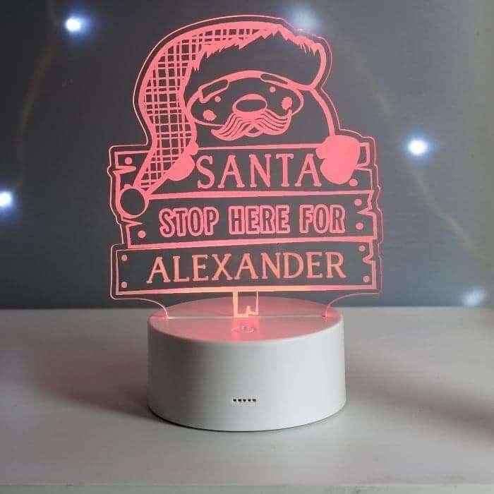 Personalised Santa Stop Here LED Night Light - Myhappymoments.co.uk