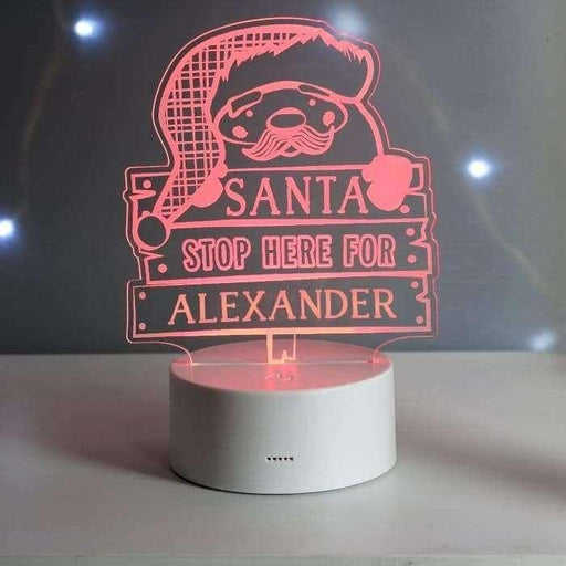 Personalised Santa Stop Here LED Night Light - Myhappymoments.co.uk