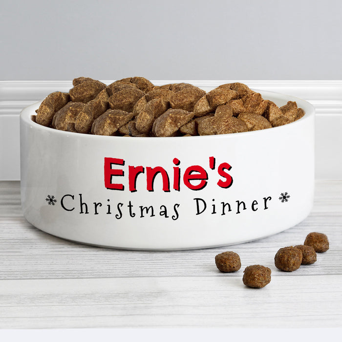 Personalised Christmas Dinner 14cm Medium Pet Bowl