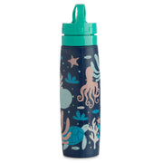 Eco Fish Reusable Foldable Silicone Flip Straw Water Bottle 600ml