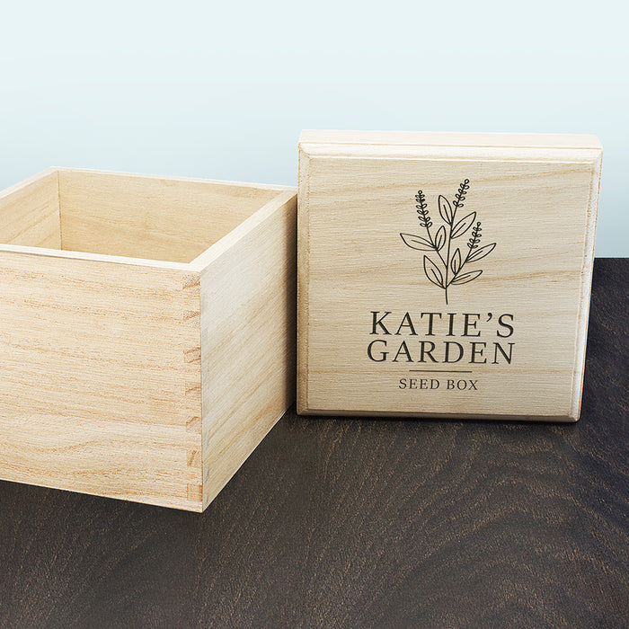 Personalised Gardener's Wooden Seed Box - Bouquet