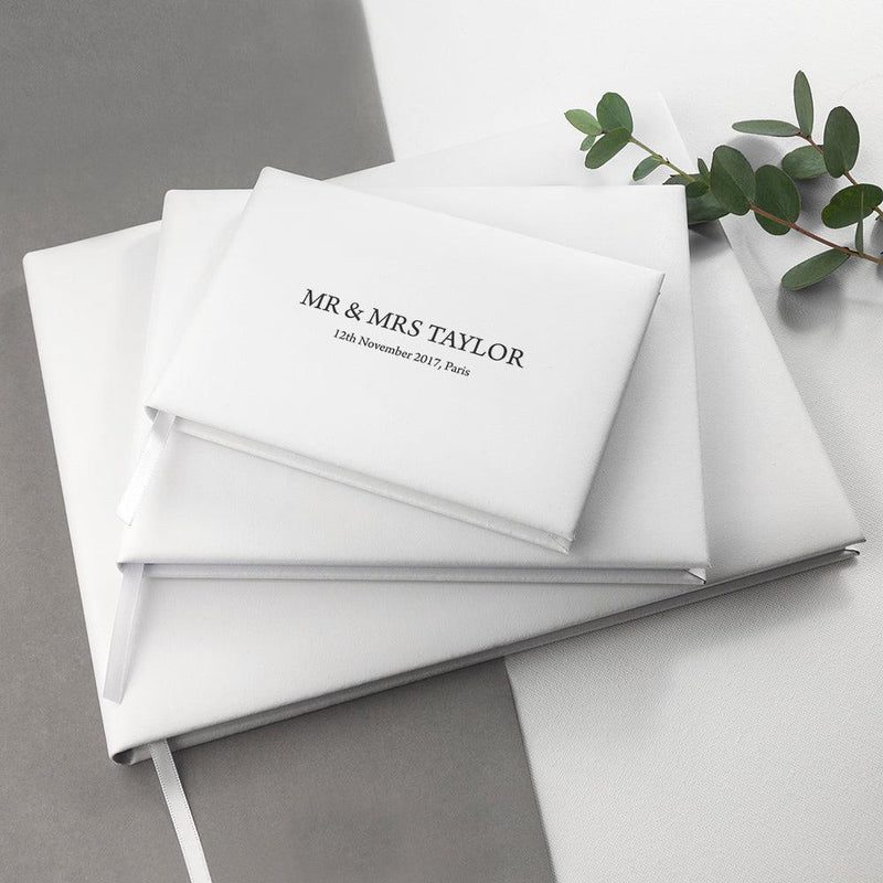 Personalised White Leather Wedding Guest Book