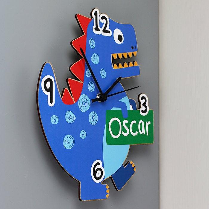 Personalised Children’s Dinosaur Shaped Wooden Clock
