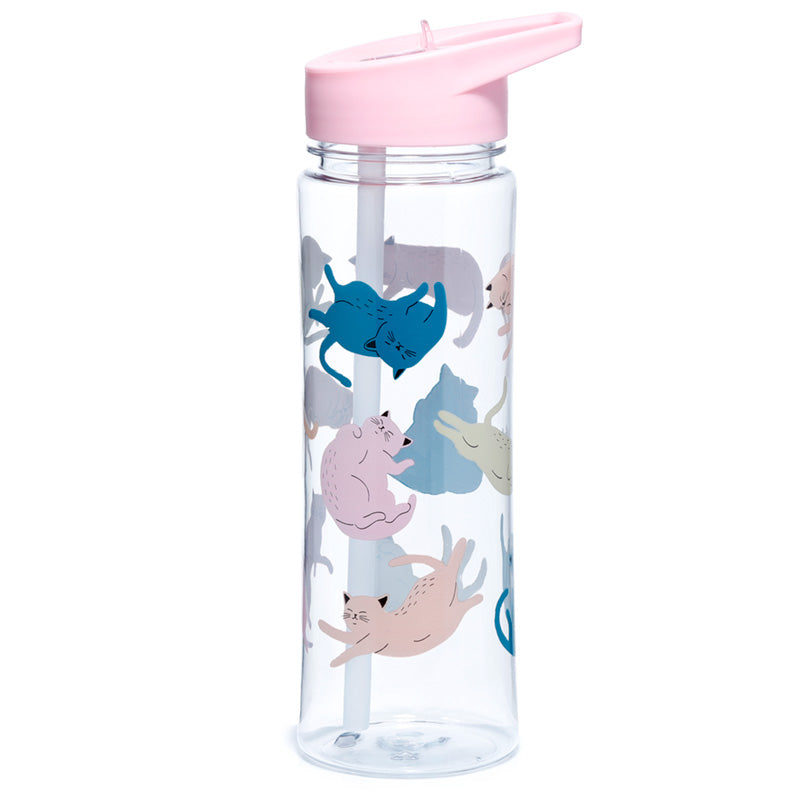 Shatterproof Plastic Reusable 550ml Water Bottle Flip Straw - Cat's Life
