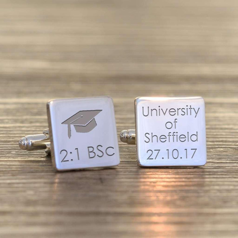 Personalised Graduation Square Cufflinks - Myhappymoments.co.uk