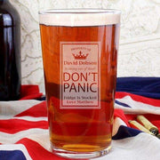 Personalised Don't Panic Pint Glass - Myhappymoments.co.uk