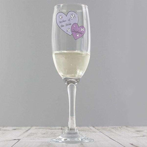 Personalised Butterfly Hearts Wedding Flute Glass - Myhappymoments.co.uk