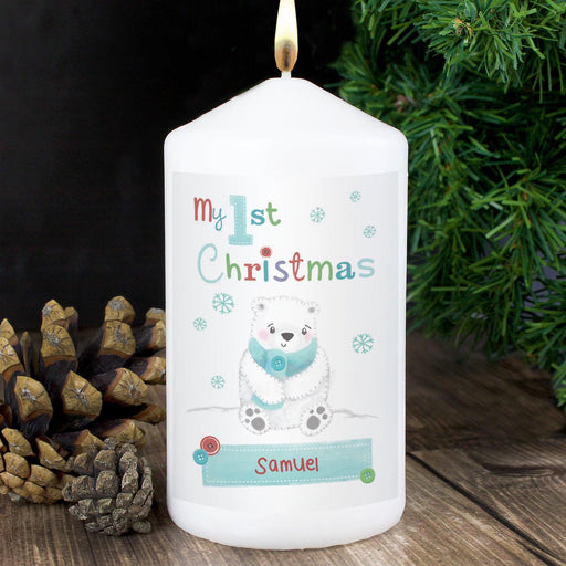 Personalised Polar Bear My 1st Christmas Candle - Myhappymoments.co.uk